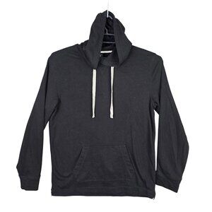Mens George Black Pullover Hoodie Drawstring Cotton Polyester Blend Size L